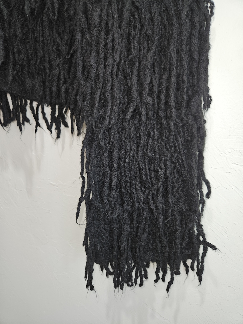 Touche Prive Black Fringe Knit Women's Sweater Cardigan Tie Front OSFM Medium - Picture 12 of 15